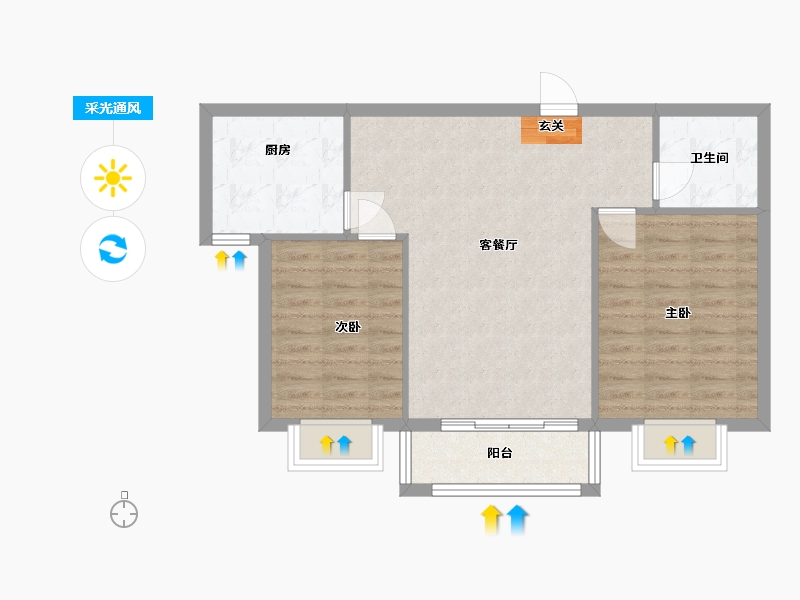 山东省-青岛市-温哥华花园-70.38-户型库-采光通风