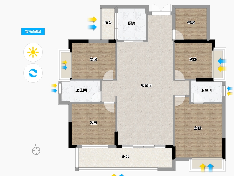 广西壮族自治区-玉林市-汇丰名城-124.36-户型库-采光通风