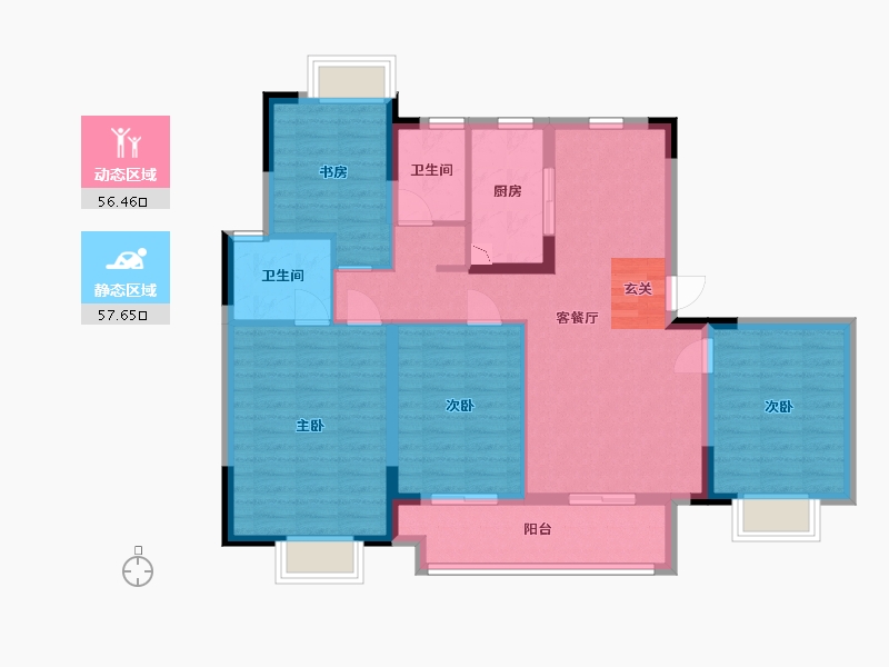 江西省-吉安市-金科浩城阳光城・文澜府丨白鹭-102.19-户型库-动静分区