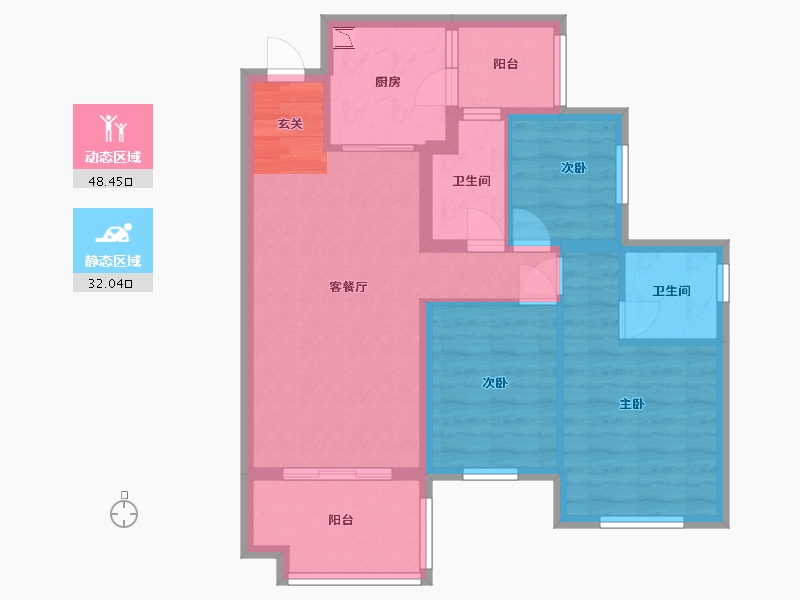 四川省-南充市-鸿通・翡翠城・紫云府-71.00-户型库-动静分区