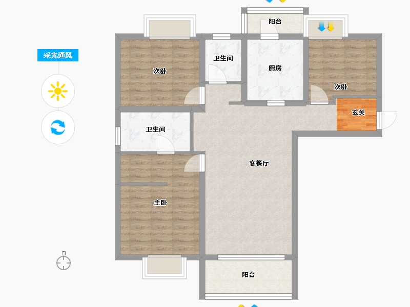 云南省-昆明市-万科・公园城市-92.00-户型库-采光通风