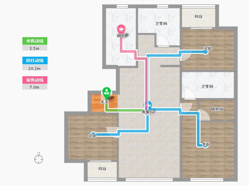 江苏省-无锡市-积水-裕沁湖畔庭-107.88-户型库-动静线