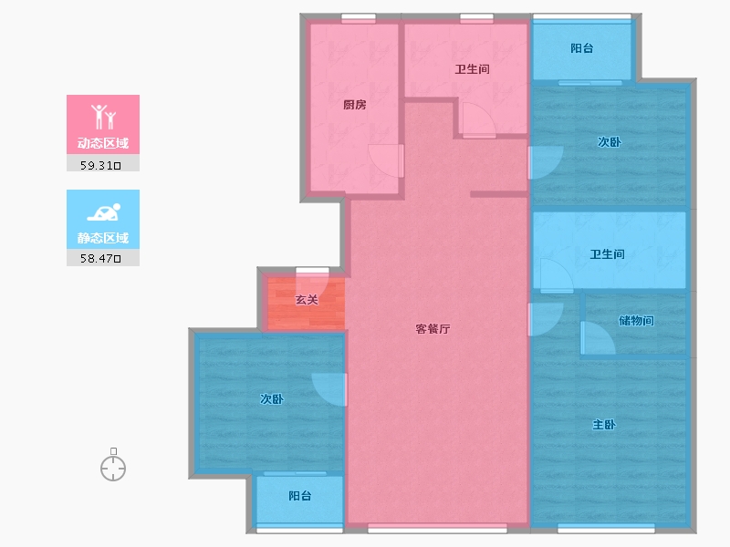 江苏省-无锡市-积水-裕沁湖畔庭-107.88-户型库-动静分区