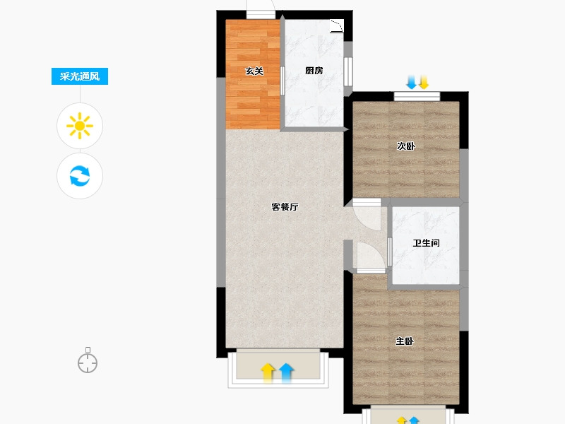 天津-天津市-凯旋门-53.14-户型库-采光通风