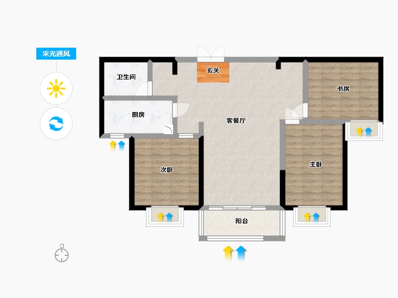 甘肃省-定西市-永生北玻紫御华府-91.20-户型库-采光通风