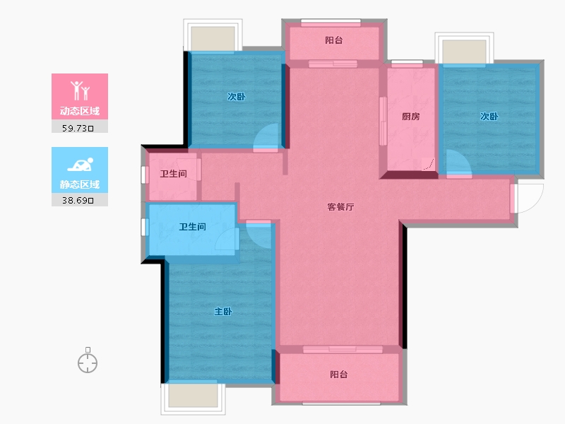 湖南省-长沙市-顺舟・旺城-86.95-户型库-动静分区