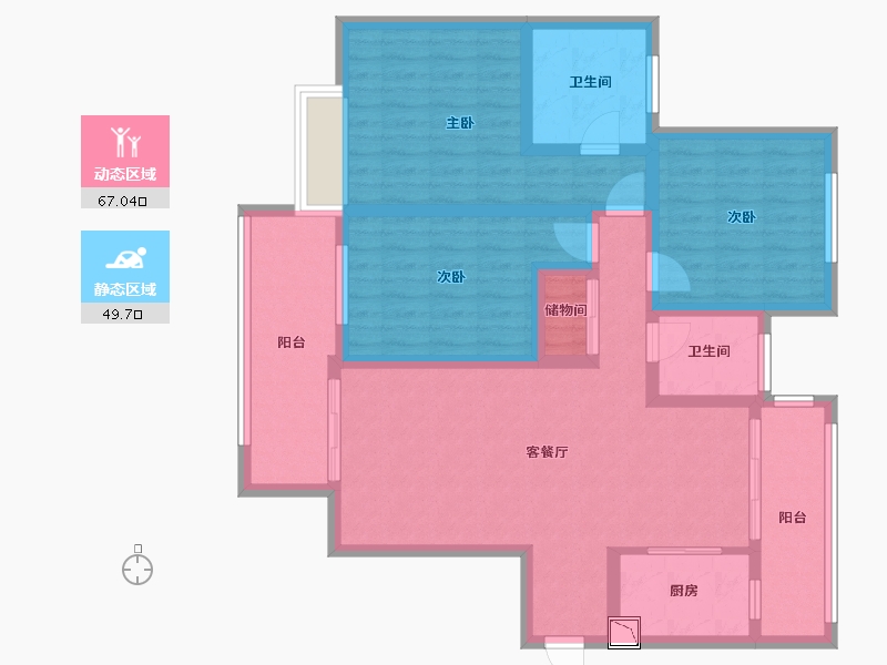 湖北省-宜昌市-刘家最还建小区-102.68-户型库-动静分区