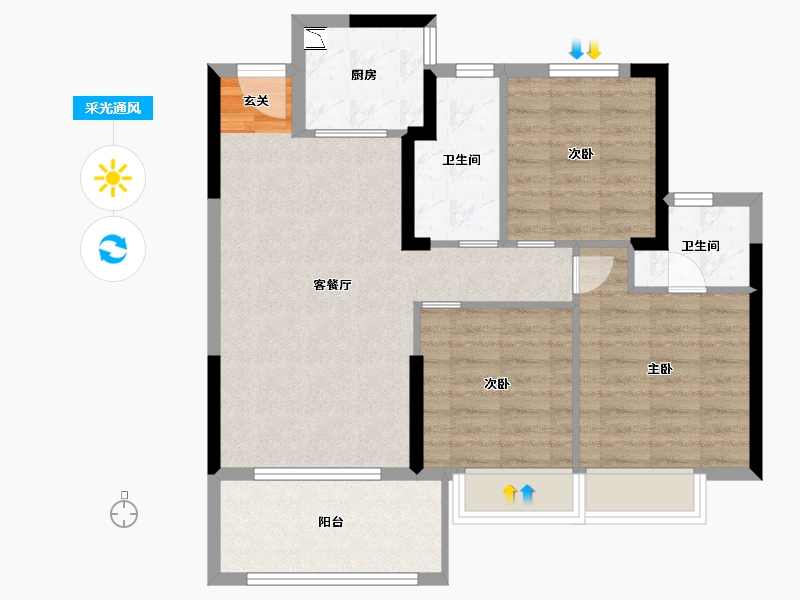 江西省-九江市-中辉御龙湾-79.20-户型库-采光通风