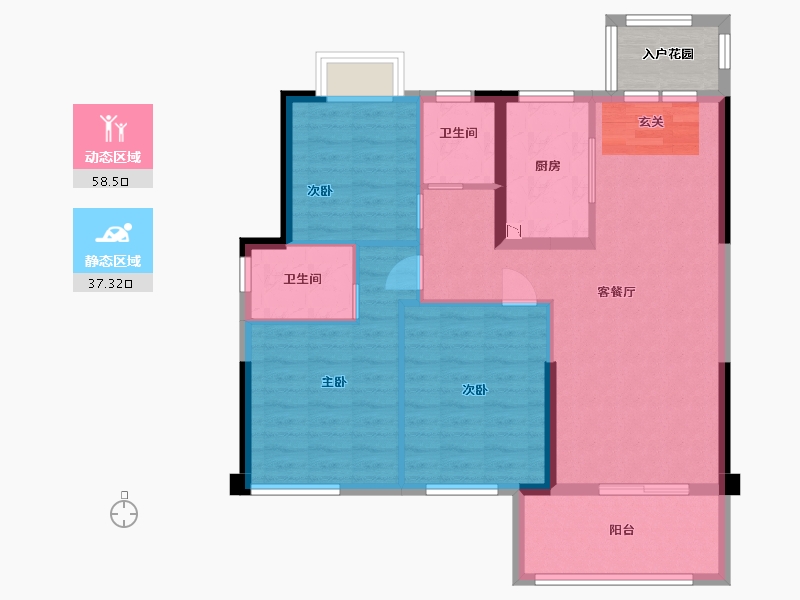 江西省-九江市-中辉学府-89.60-户型库-动静分区