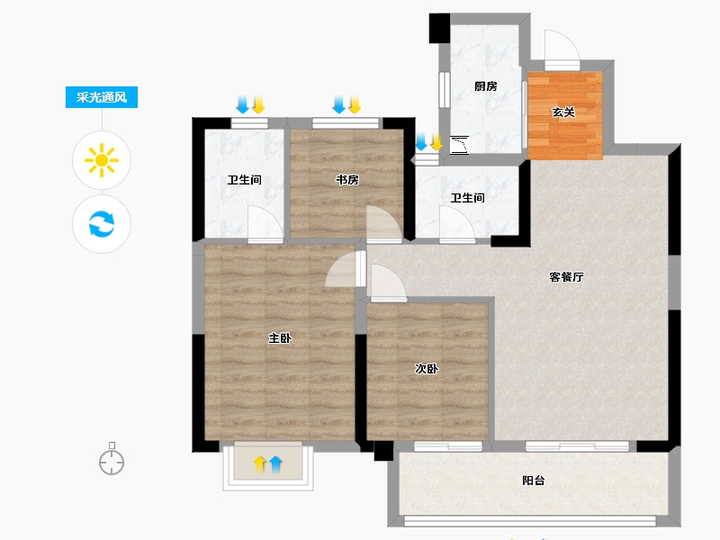 江西省-九江市-新旅・明樾府-79.20-户型库-采光通风