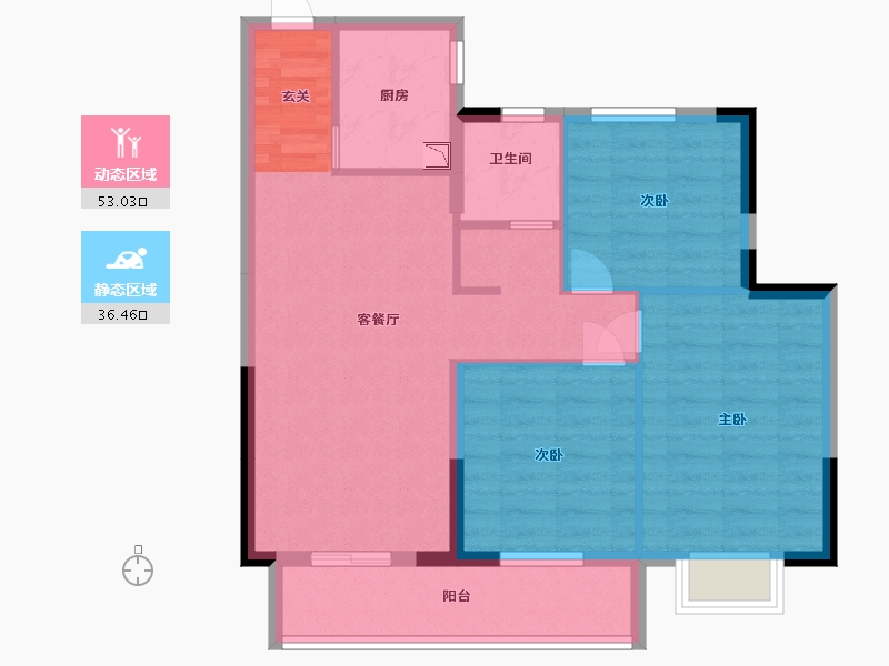 湖北省-武汉市-汉津阳光城-80.00-户型库-动静分区