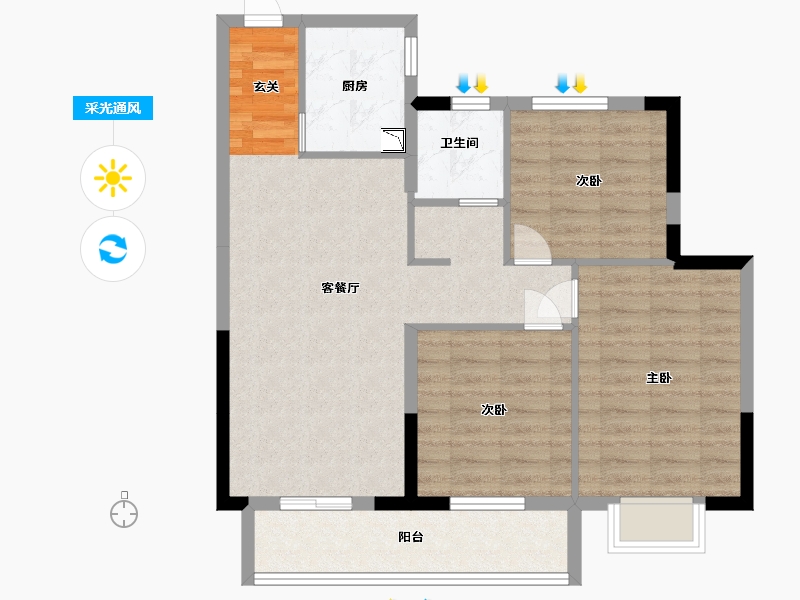 湖北省-武汉市-汉津阳光城-80.00-户型库-采光通风