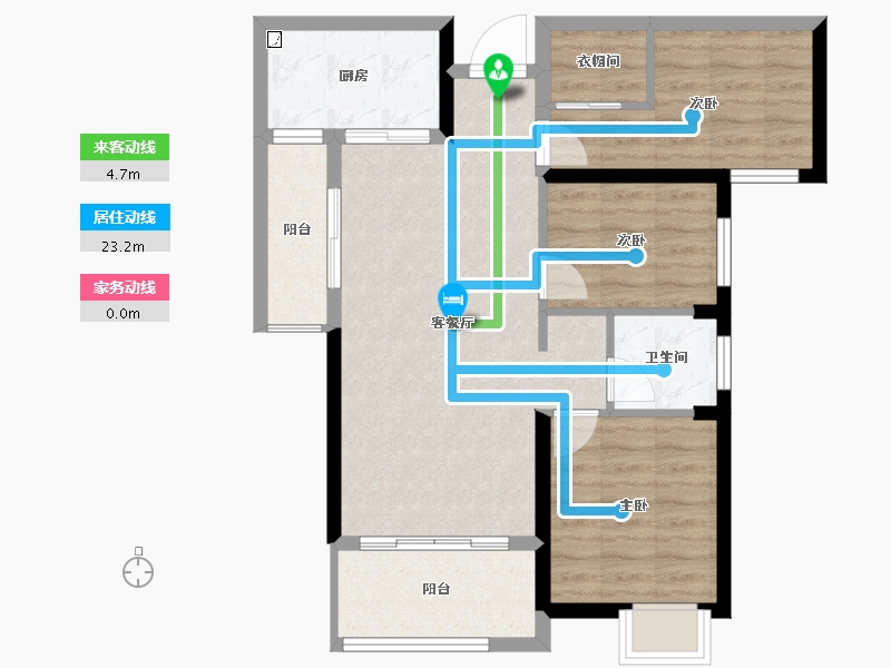 湖南省-长沙市-长房宁都公馆-75.03-户型库-动静线