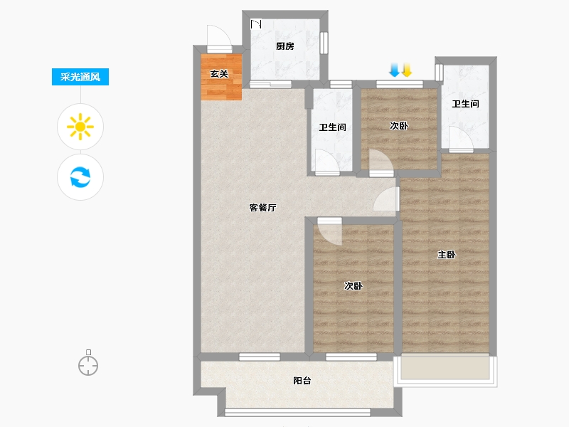 河南省-南阳市-方城・中梁首府-88.00-户型库-采光通风