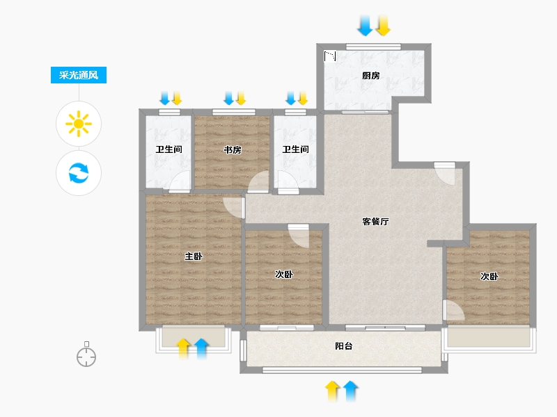 浙江省-温州市-万科星汇里-113.59-户型库-采光通风