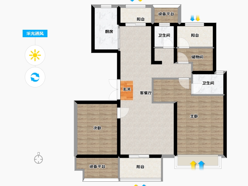 河南省-南阳市-新旭・京华府-106.83-户型库-采光通风