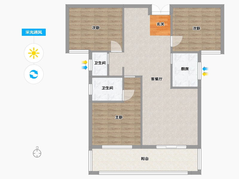 湖南省-衡阳市-金星・湘江雅院-93.76-户型库-采光通风