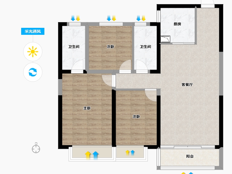 河南省-新乡市-佳兆业-89.44-户型库-采光通风