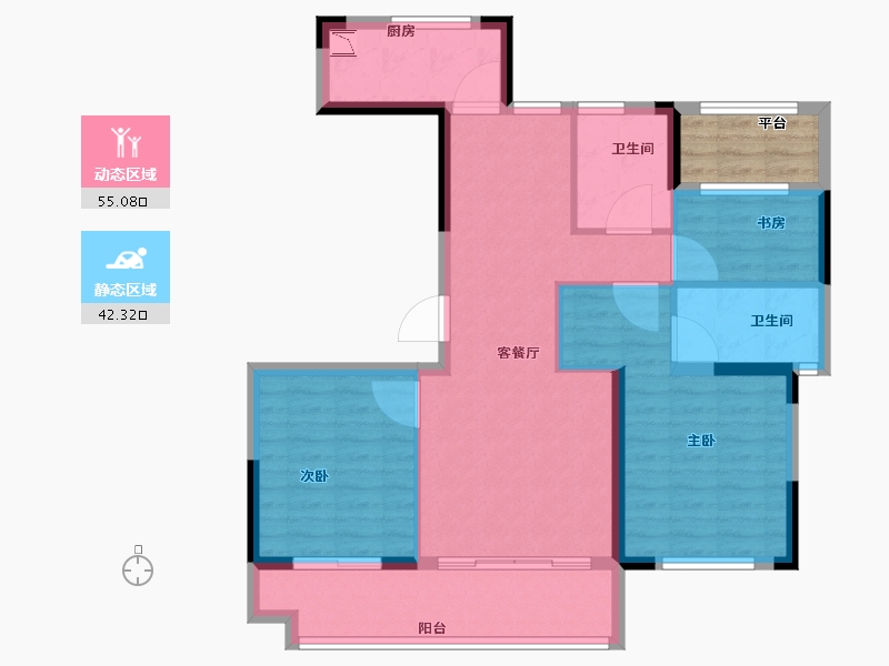 浙江省-温州市-高力铂金湾-91.20-户型库-动静分区