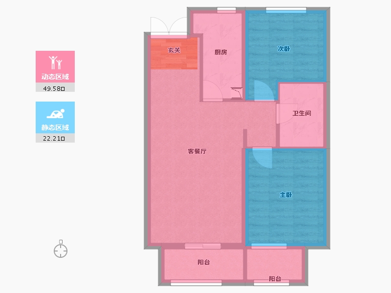 河北省-廊坊市-远洋・琨庭-64.00-户型库-动静分区