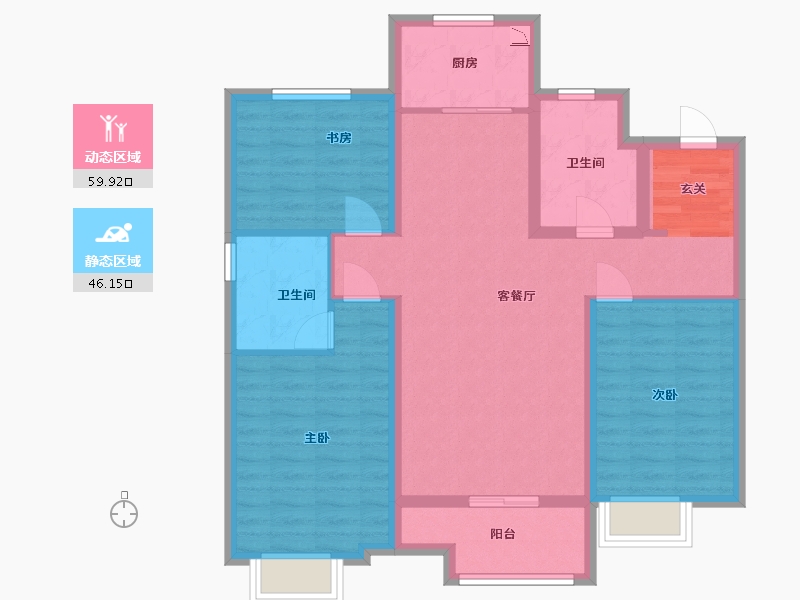 河北省-廊坊市-融创・时代壹号-94.41-户型库-动静分区