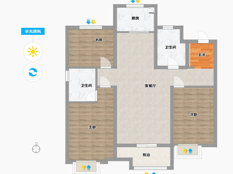 河北省-廊坊市-融创・时代壹号-94.41-户型库-采光通风