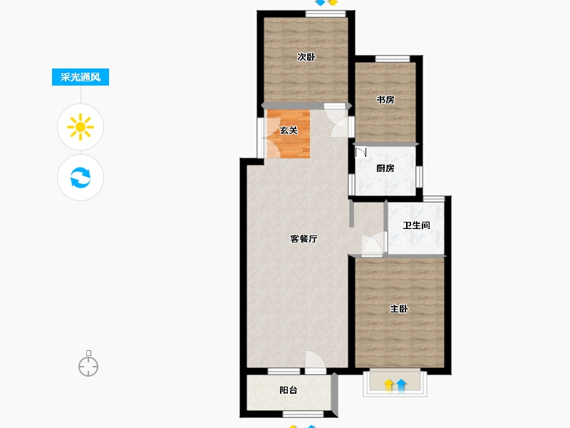 河北省-廊坊市-康城瑞府-83.99-户型库-采光通风