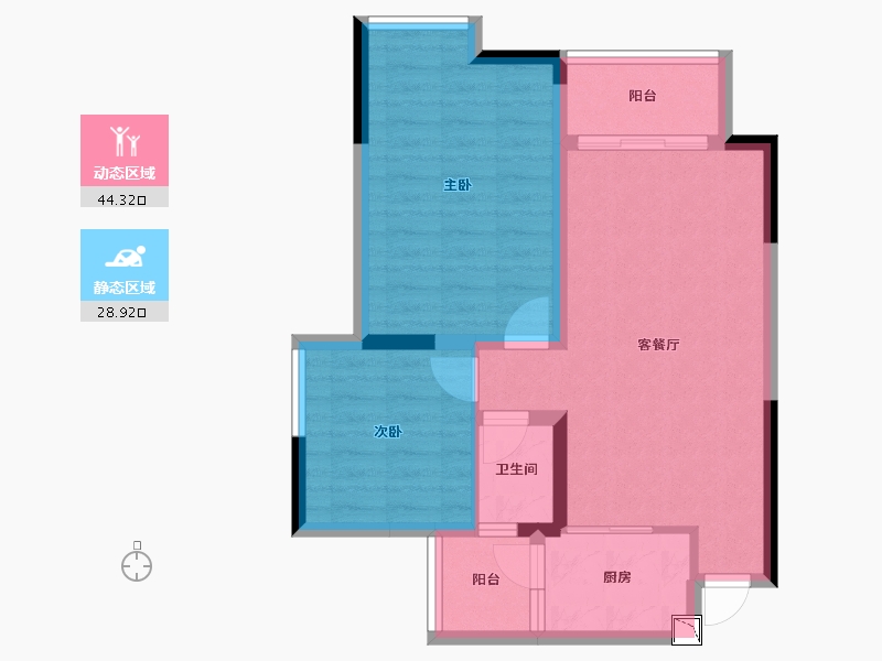 重庆-重庆市-重庆沙坪坝大学城北麓国际A区-65.19-户型库-动静分区