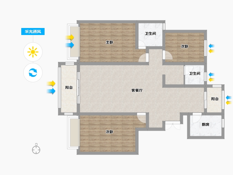 山西省-朔州市-七里河畔-110.01-户型库-采光通风