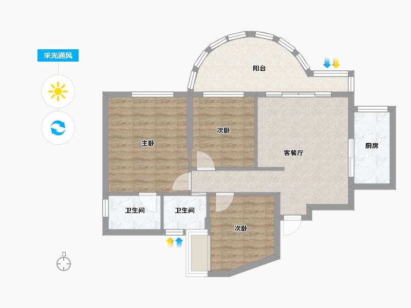 福建省-莆田市-锦福家园-77.52-户型库-采光通风