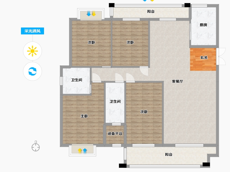 湖南省-衡阳市-金星・湘江雅院-159.01-户型库-采光通风