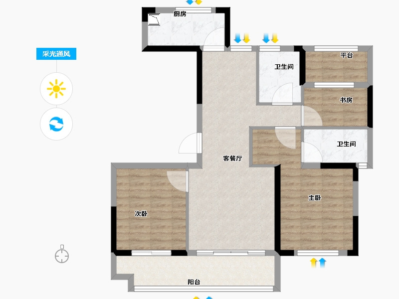 浙江省-温州市-高力铂金湾-91.20-户型库-采光通风