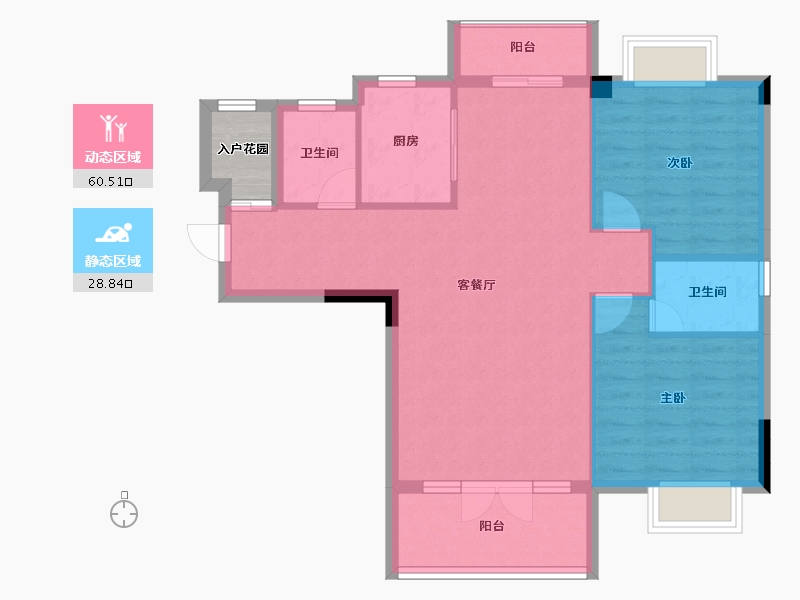 湖北省-宜昌市-弘景绿洲-83.44-户型库-动静分区