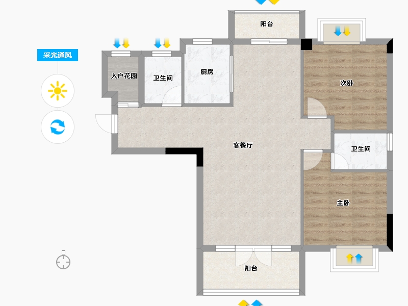 湖北省-宜昌市-弘景绿洲-83.44-户型库-采光通风