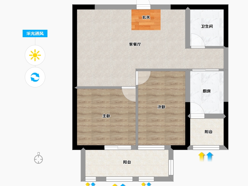 山东省-烟台市-花半里-60.00-户型库-采光通风