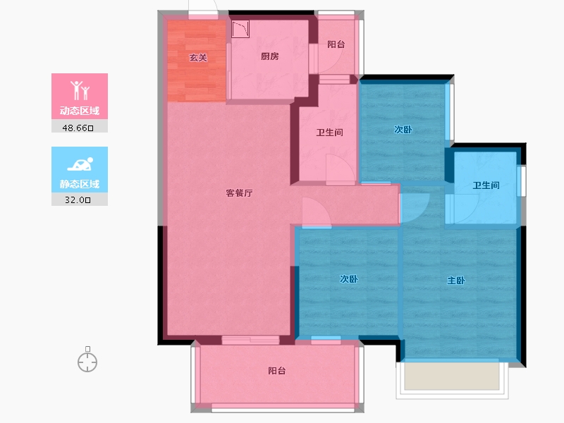 广西壮族自治区-南宁市-龙光玖珑华府-71.30-户型库-动静分区