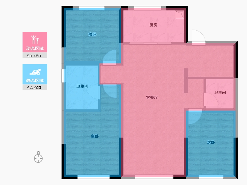 辽宁省-鞍山市-万科城市之光-83.05-户型库-动静分区