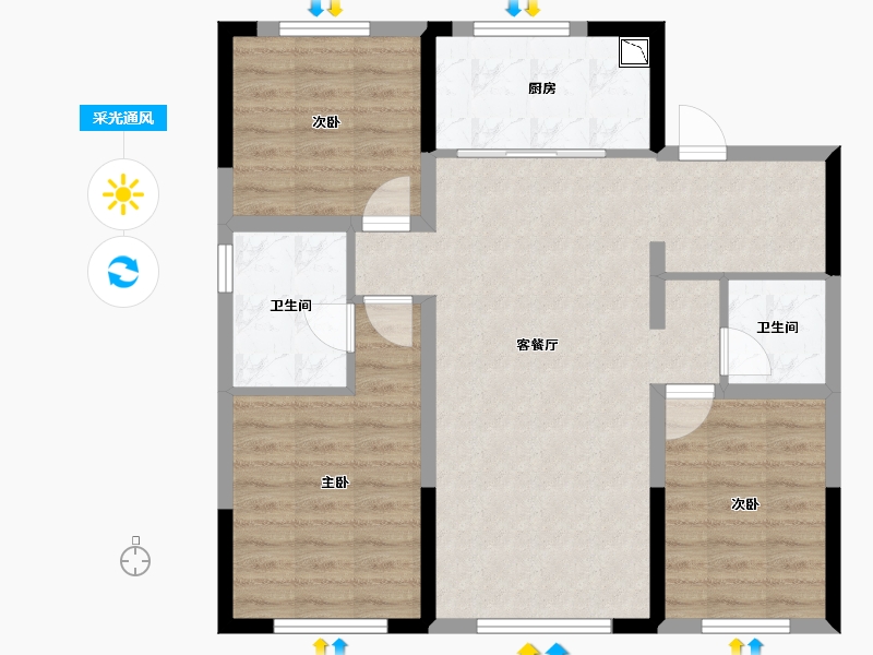 辽宁省-鞍山市-万科城市之光-83.05-户型库-采光通风