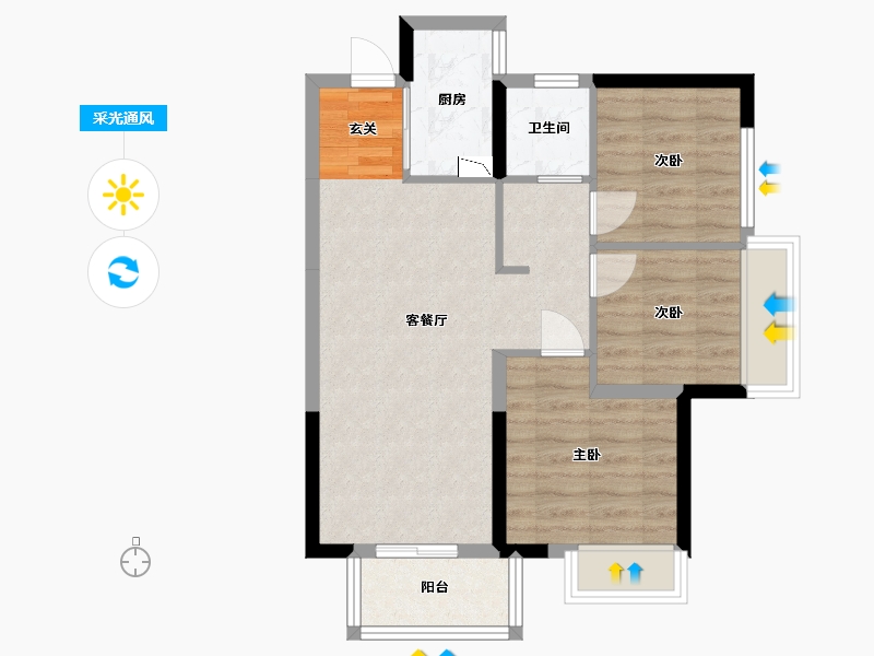 广西壮族自治区-南宁市-印象愉景湾-62.54-户型库-采光通风