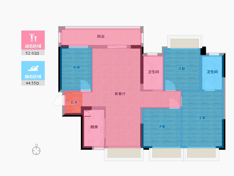 广西壮族自治区-南宁市-盛湖悦景-85.56-户型库-动静分区