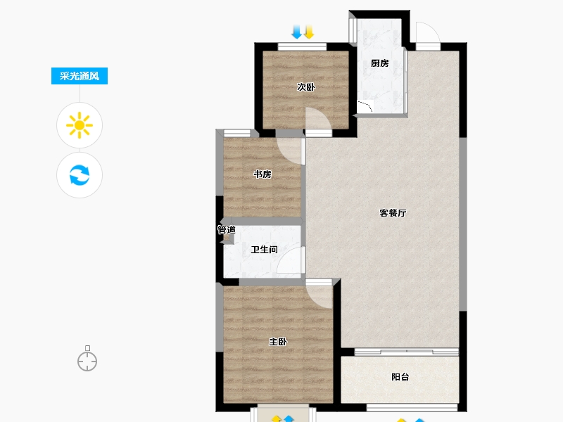 山东省-菏泽市-菏泽当代城MOMΛ-80.19-户型库-采光通风