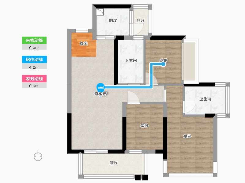 广西壮族自治区-南宁市-天健和府-72.55-户型库-动静线