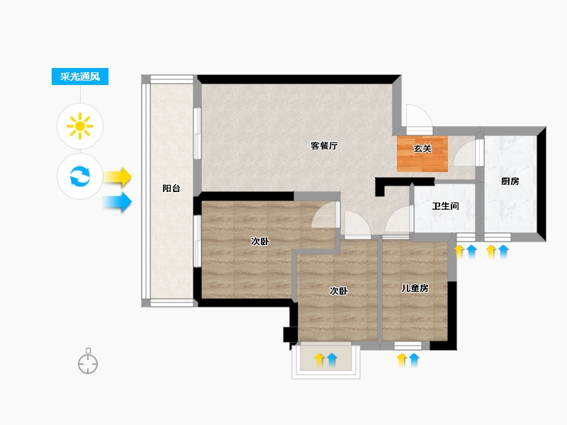 广西壮族自治区-南宁市-安吉大唐世家-60.89-户型库-采光通风