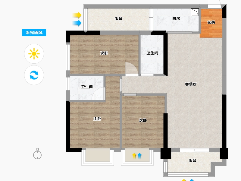 广西壮族自治区-南宁市-鑫邦华府-77.82-户型库-采光通风