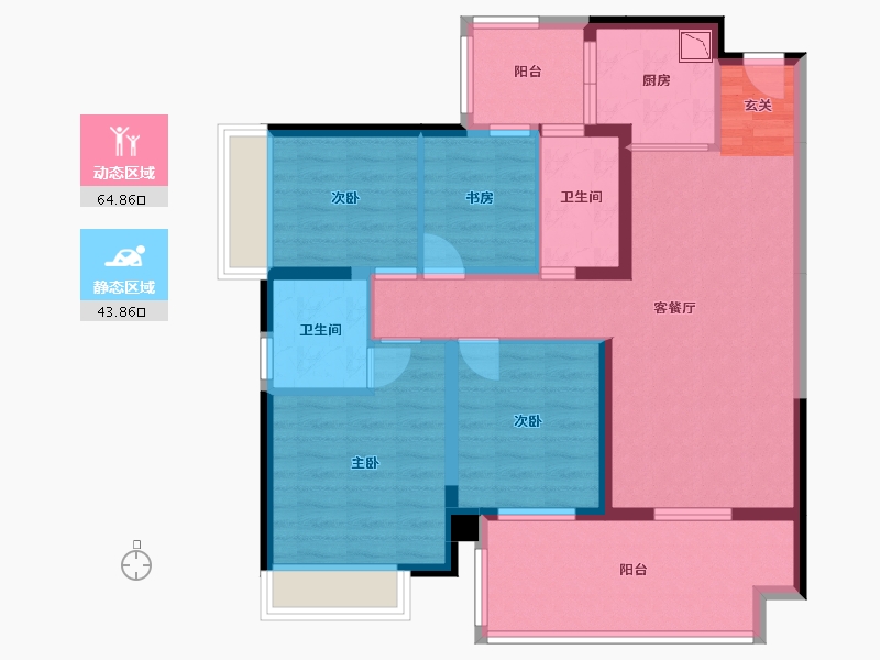 广西壮族自治区-南宁市-华夏院子.璞院-96.32-户型库-动静分区