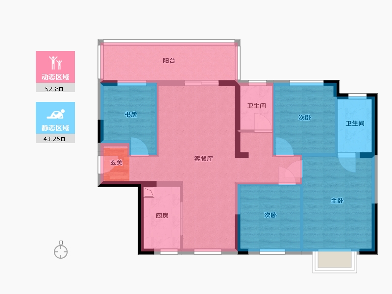 广西壮族自治区-南宁市-安吉大唐世家-85.21-户型库-动静分区