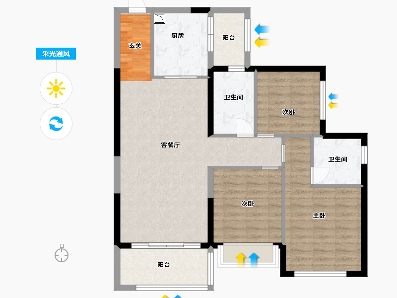 广西壮族自治区-南宁市-南宁恒大悦龙台-92.00-户型库-采光通风