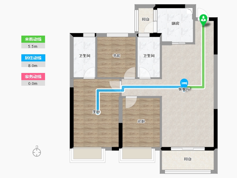 湖北省-仙桃市-御湖世家-85.43-户型库-动静线