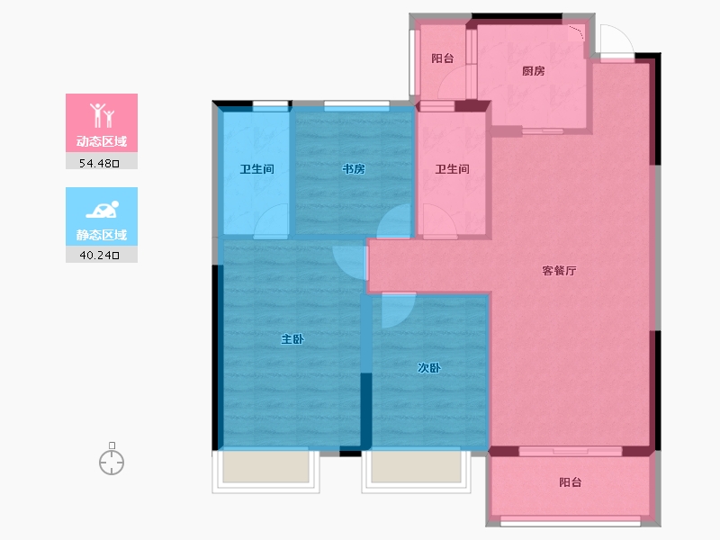 湖北省-仙桃市-御湖世家-85.43-户型库-动静分区