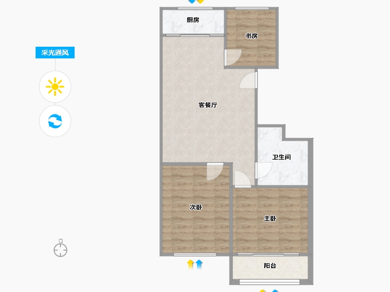 山东省-烟台市-文景佳苑-64.01-户型库-采光通风